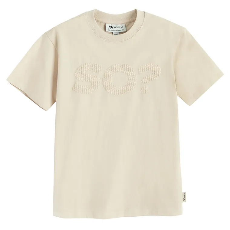 Beżowy t-shirt o kroju relaxed NOWEAR