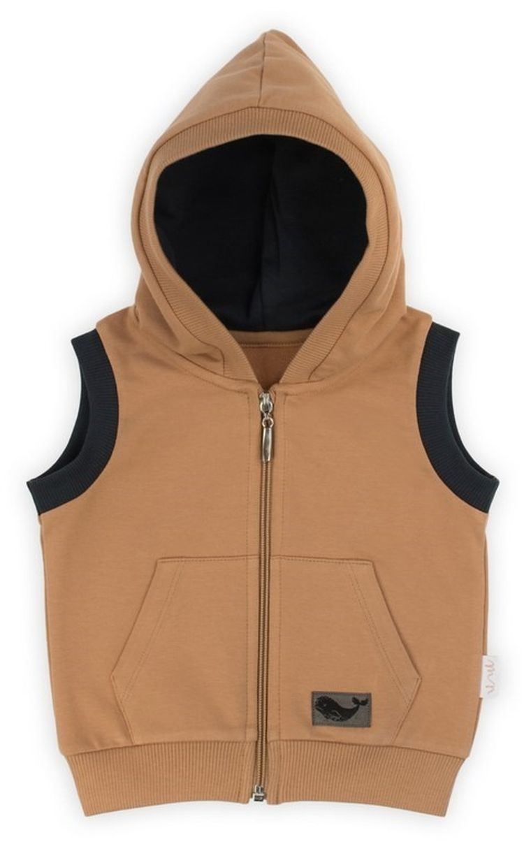 Bezrękawnik chłopięcy z kapturem, brązowy, Nicol