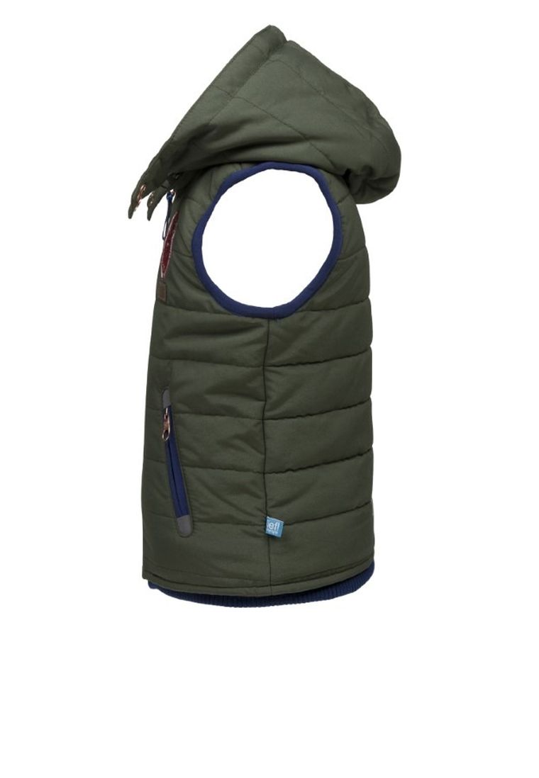 Bezrękawnik chłopięcy z kapturem, pikowany, khaki, Lief