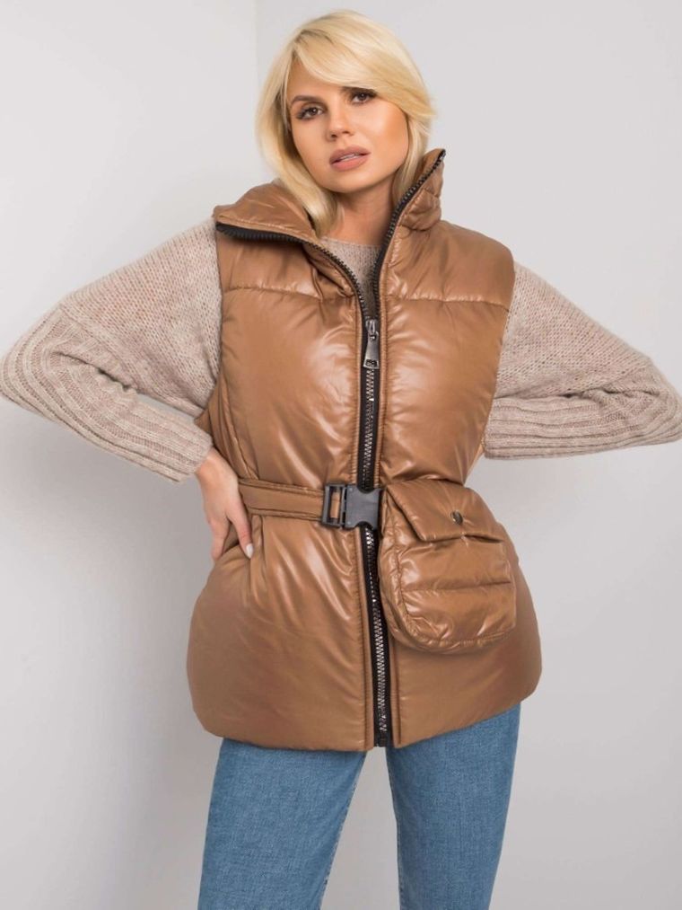 Bezrękawnik damski, brązowy, Ex Moda