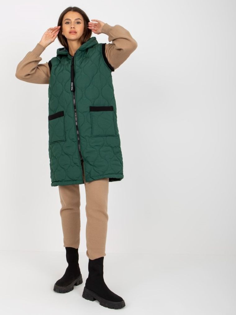 Bezrękawnik damski, ciemnozielony, Rue Paris