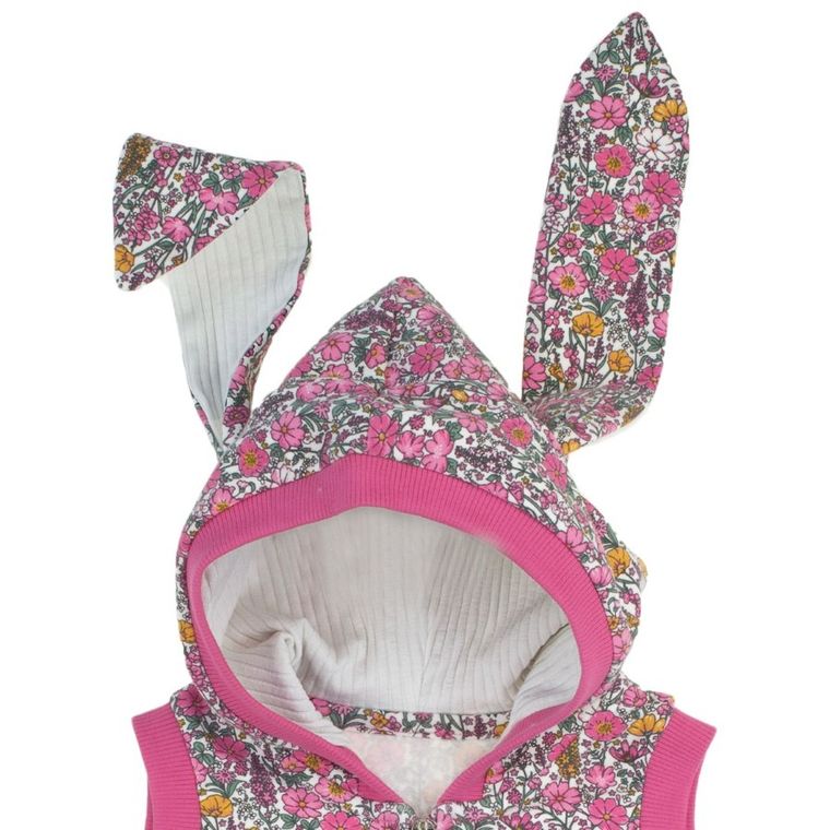 Bezrękawnik dziewczęcy z kapturem, różowy, Nicol