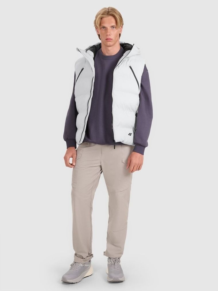 Bezrękawnik męski z kapturem, biały, 4F