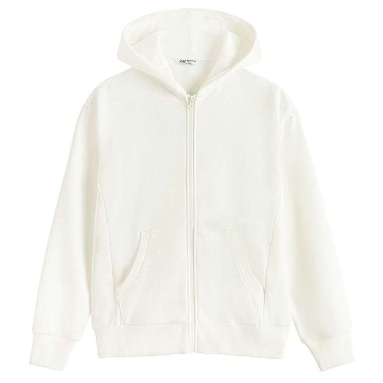 Biała rozpinana bluza z kapturem oversize NOWEAR