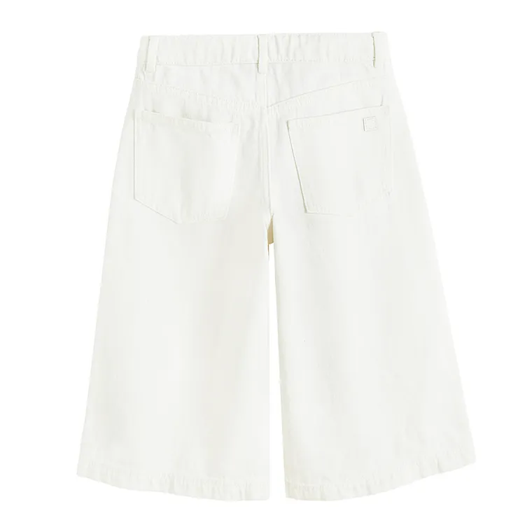 Białe jeansowe szorty wide z regulacją Cool Club