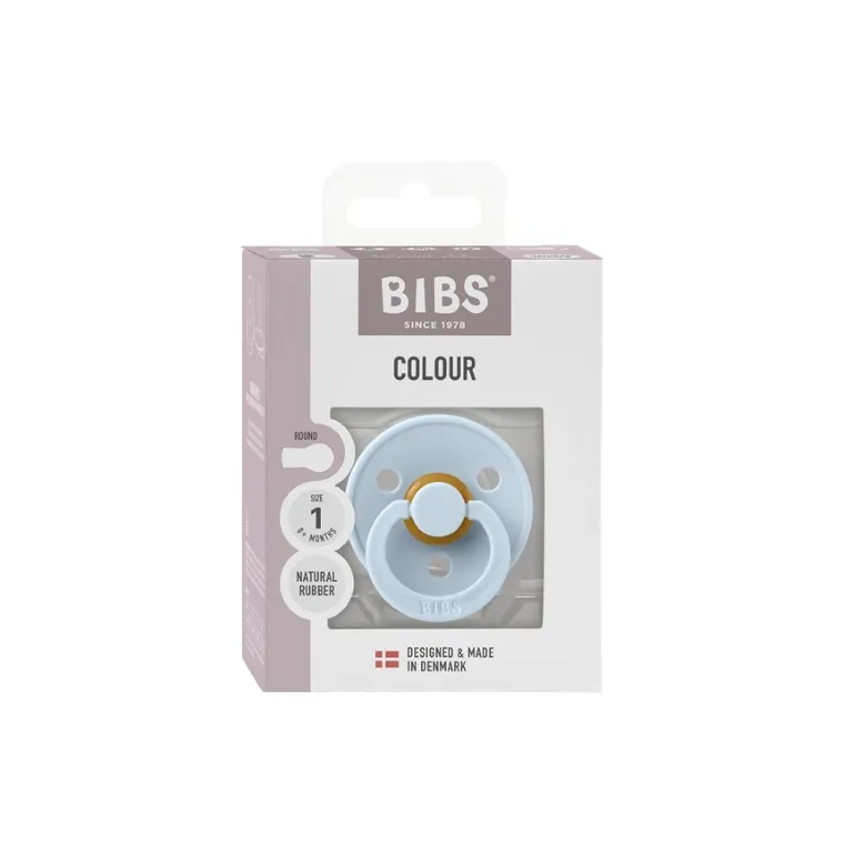 Bibs, Colour, smoczek uspokajający, kauczuk Hevea, Baby Blue, rozmiar 1