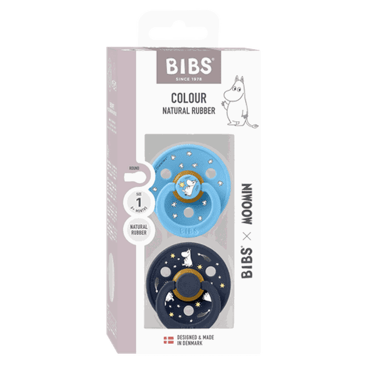 Bibs, Muminki, smoczek uspokajający, kauczuk Hevea, Breeze Mix, rozmiar 1, 2 szt.