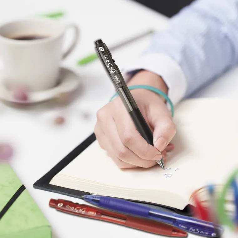 Bic, Bu3 Grip, długopis niebieski, 4 szt.