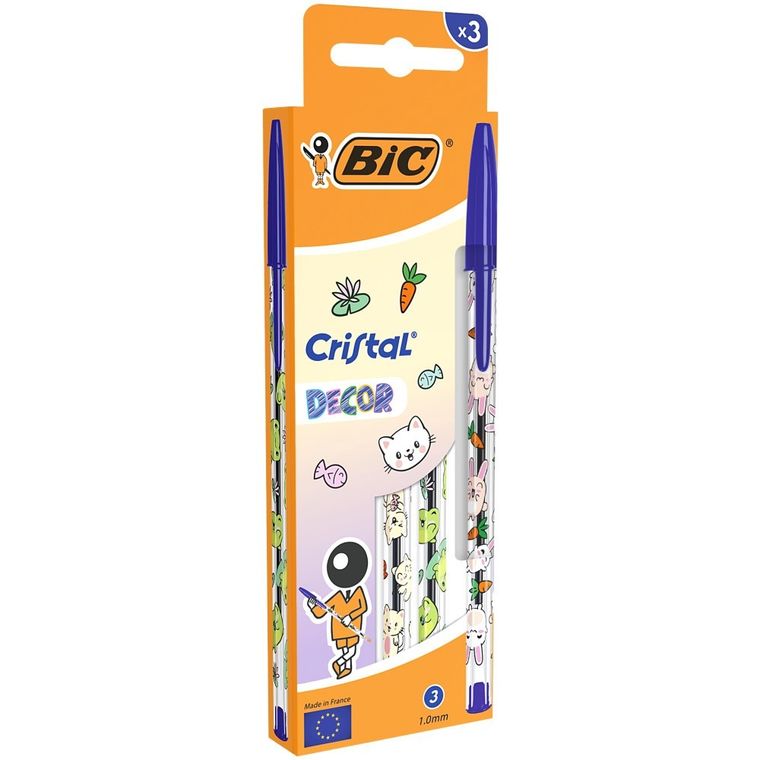 Bic, Cristal Kawaii, długopis, niebieski, 3 szt.