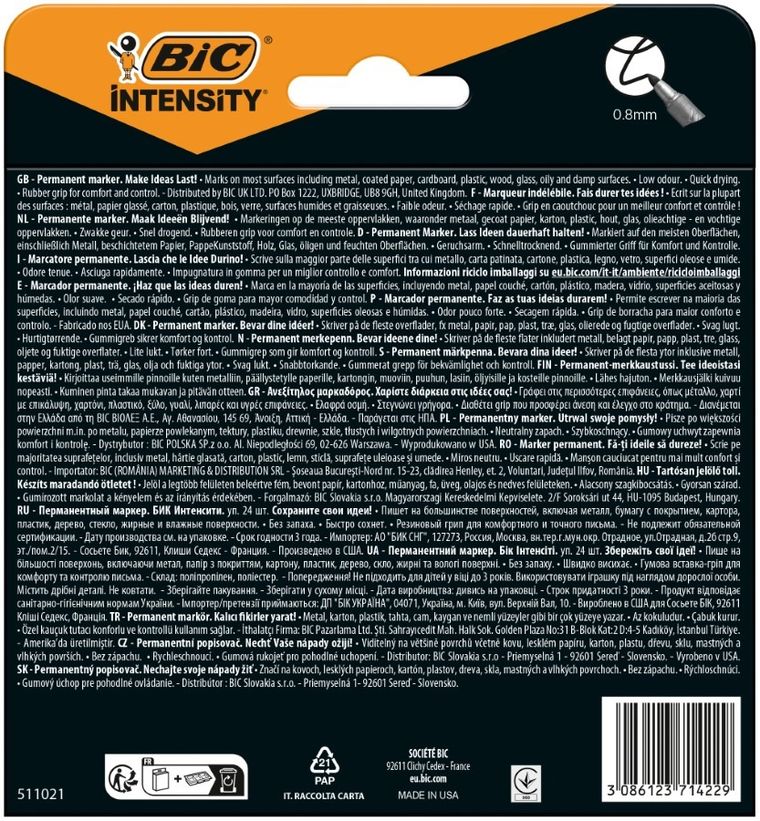 Bic, Intensity Permanent Intense + Pastel + Metallic, markery, 24 kolory