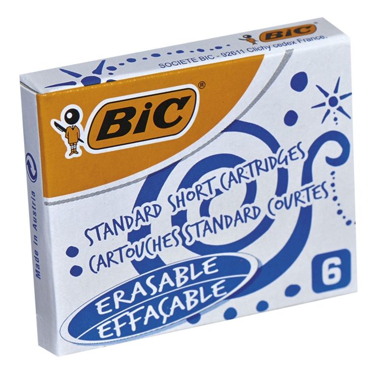 Bic, krótkie naboje do pióra, niebieskie, 6 szt.