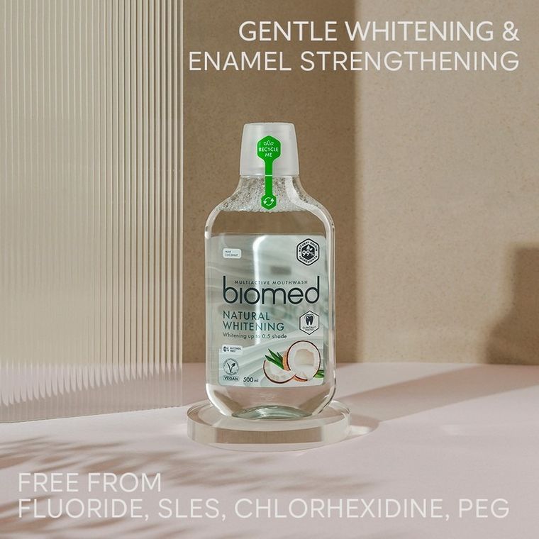 Biomed, płyn do płukania jamy ustnej, Natural whitening, wybielający, 500 ml