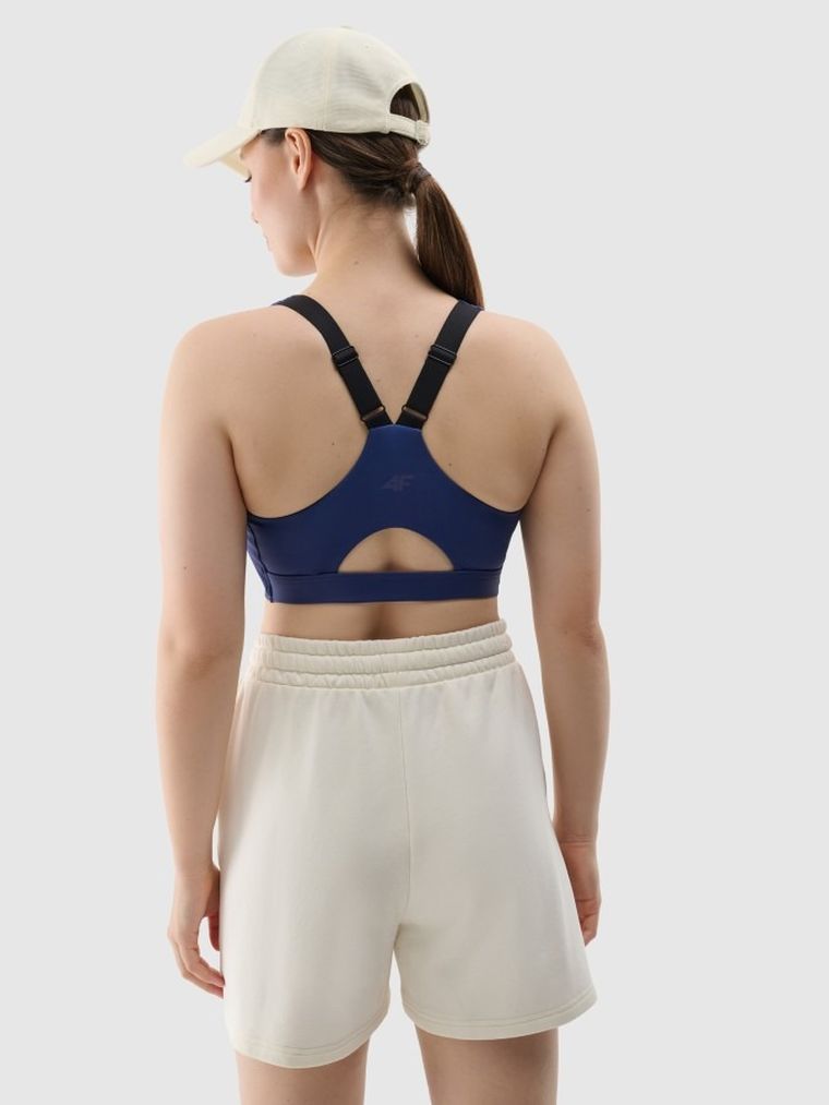 Biustonosz sportowy damski, niebieski, 4F