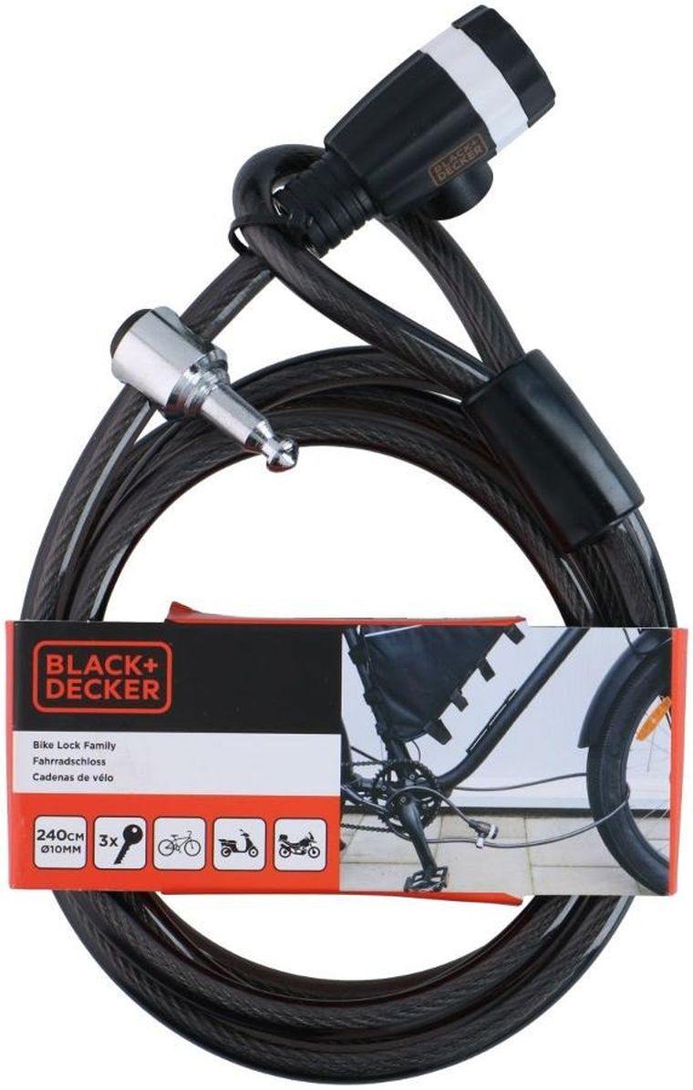 Black&Decker, zapięcie rowerowe linka na zamek, 10-2400mm, family