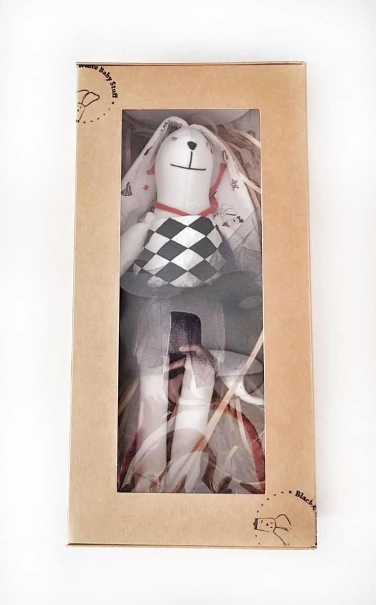 Black&White Baby Stuff, Króliczkowa Nela, kontrastowa maskotka niemowlęca