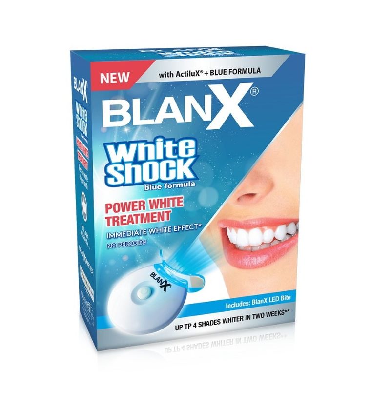 Blanx, intensywny system wybielający, zestaw: White Shock Treatment, 50 ml + Led Bite