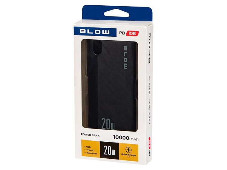 Blow, power bank, czarny, 10000MAH, 20W, PB10B