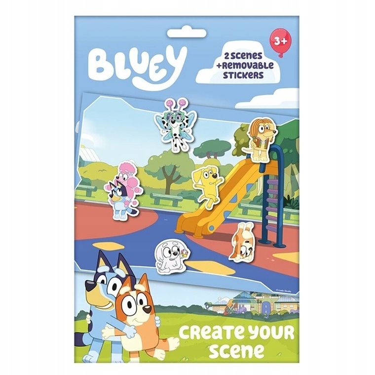 Bluey, plansza z naklejkami wielorazowymi, zestaw kreatywny
