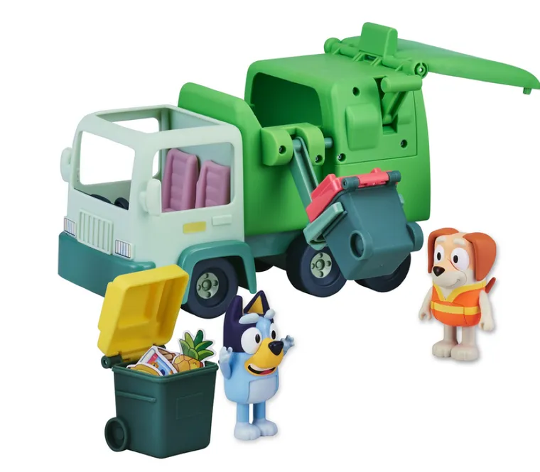 Bluey, pojazd śmieciarka + figurki