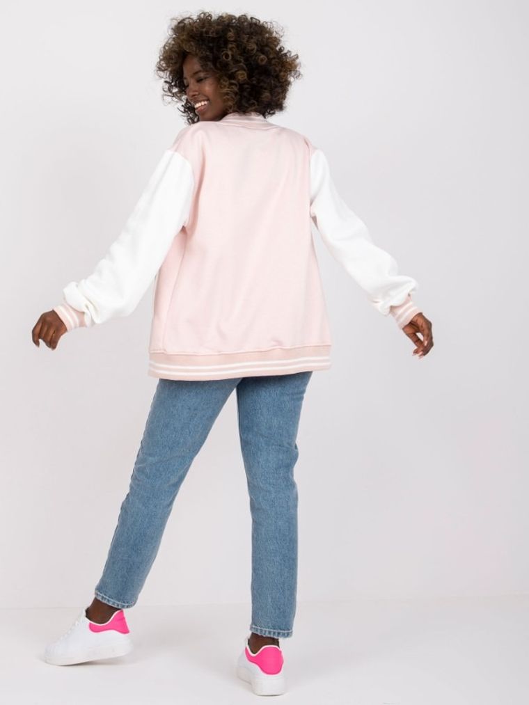 Bluza bomberka damska, rozpinana, różowa, Ex Moda