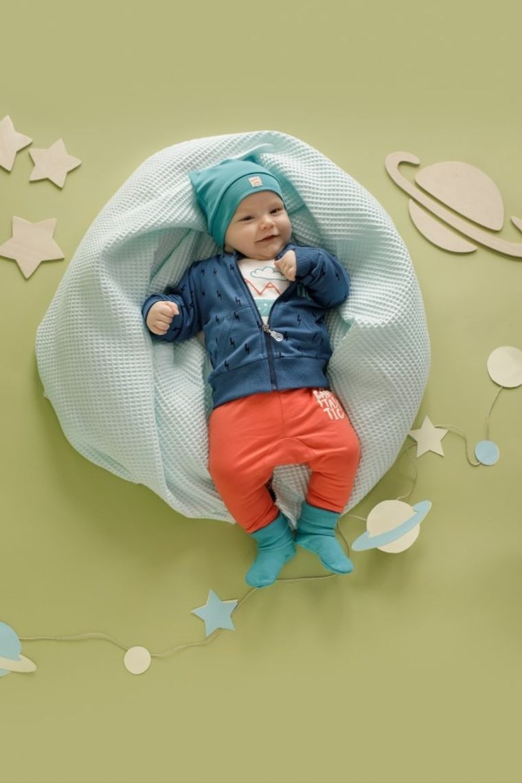 Bluza chłopięca, rozpinana, granatowa, Orange Flip, Pinokio