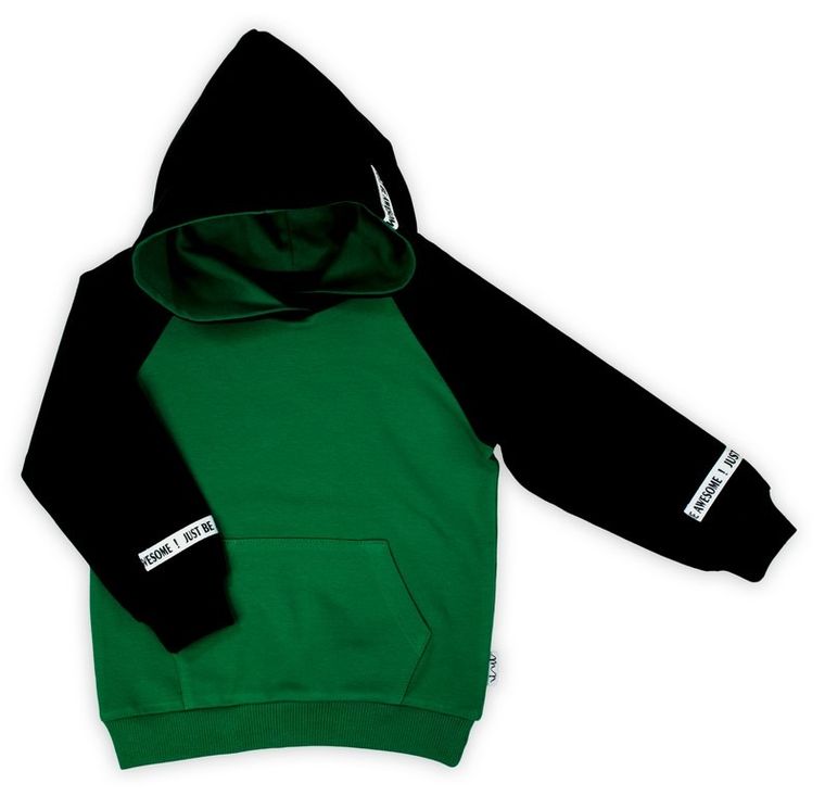 Bluza chłopięca z kapturem, czarno-zielona, Nicol