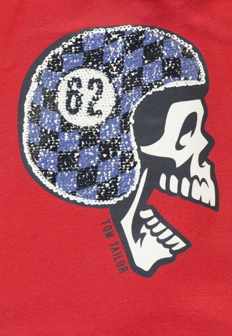 Bluza chłopięca z kapturem, czerwona, dwustronne cekiny, Tom Tailor