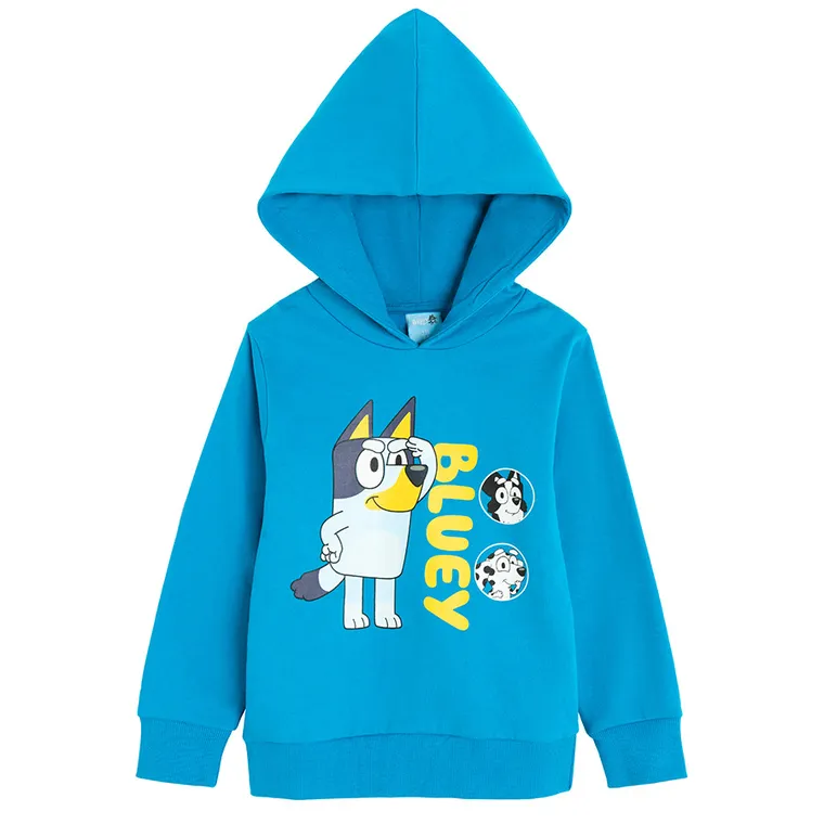 Bluza chłopięca z kapturem, niebieska, Bluey, Licence Brand