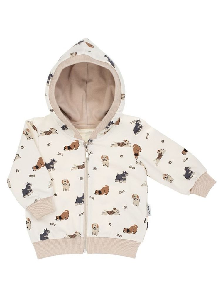 Bluza chłopięca z kapturem, rozpinana, beżowa, Nicol