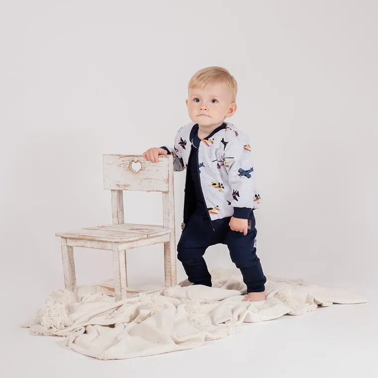 Bluza chłopięca z kapturem, rozpinana, dwustronna, granatowa, Nicol