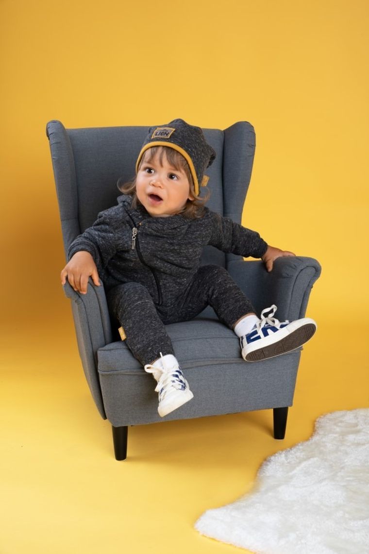 Bluza chłopięca z kapturem, rozpinana, grafitowa, Junior Lion, Nicol