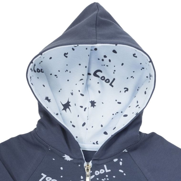 Bluza chłopięca z kapturem, rozpinana, granatowa, Cool, Nicol