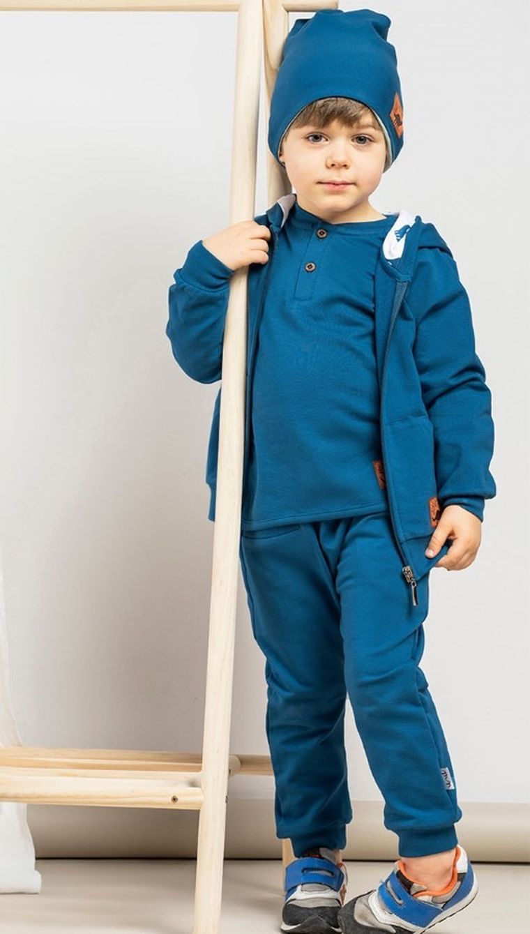 Bluza chłopięca z kapturem, rozpinana, granatowa, Nicol