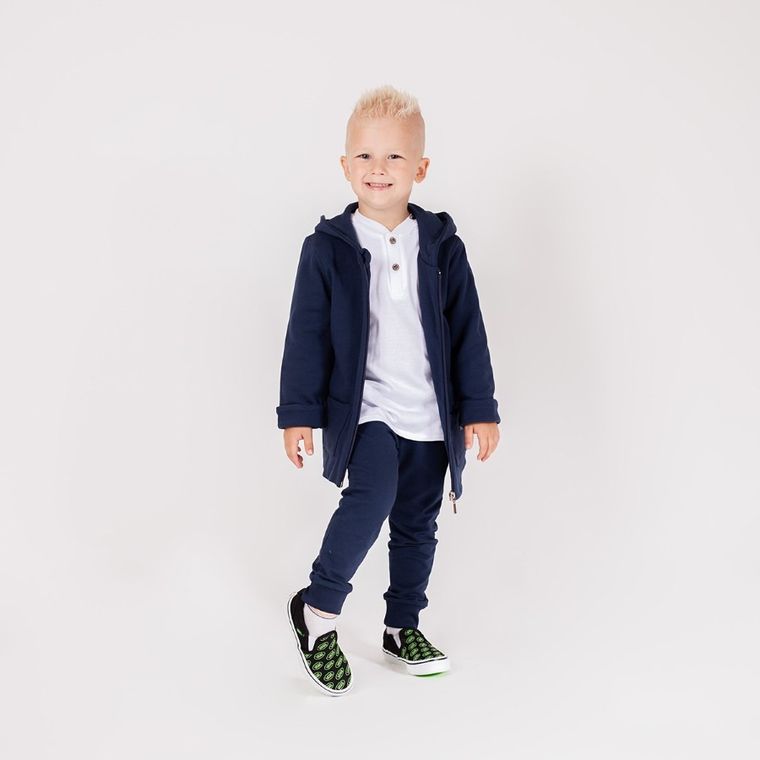 Bluza chłopięca z kapturem, rozpinana, granatowa, Nicol
