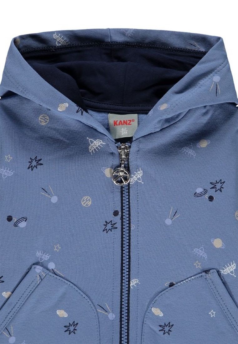 Bluza chłopięca z kapturem, rozpinana, niebieska, Kanz