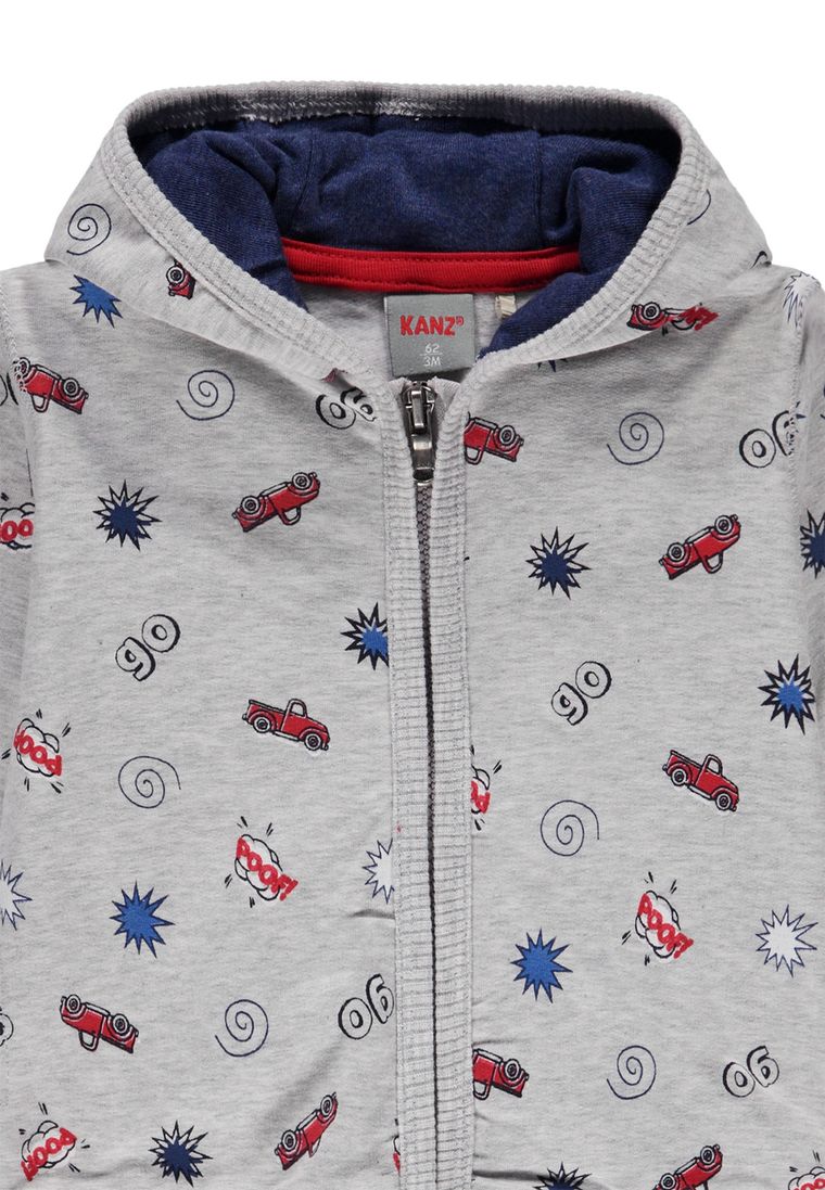 Bluza chłopięca z kapturem, rozpinana, szara, Kanz