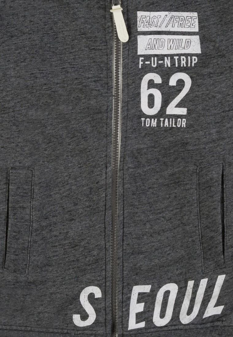 Bluza chłopięca z kapturem, rozpinana, szara melanż, Tom Tailor