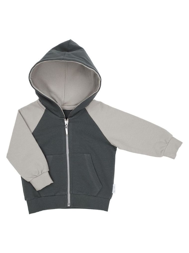 Bluza chłopięca z kapturem, rozpinana, szara, Nicol