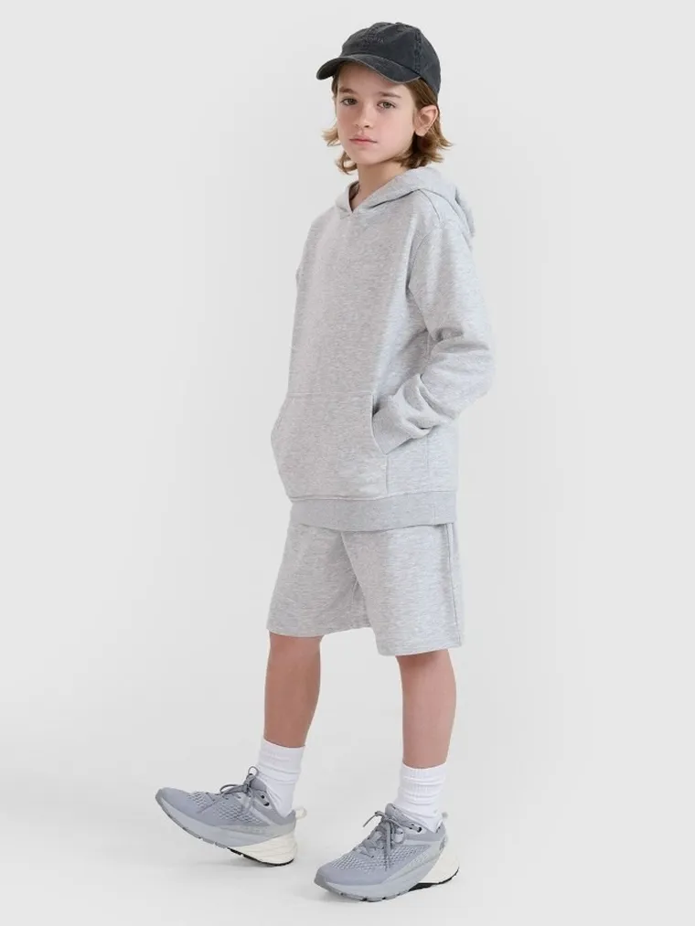 Bluza chłopięca z kapturem, szara, 4F