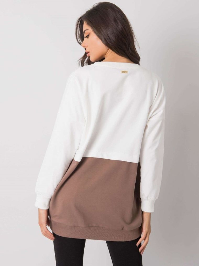 Bluza damska, biało-brązowa, Rue Paris