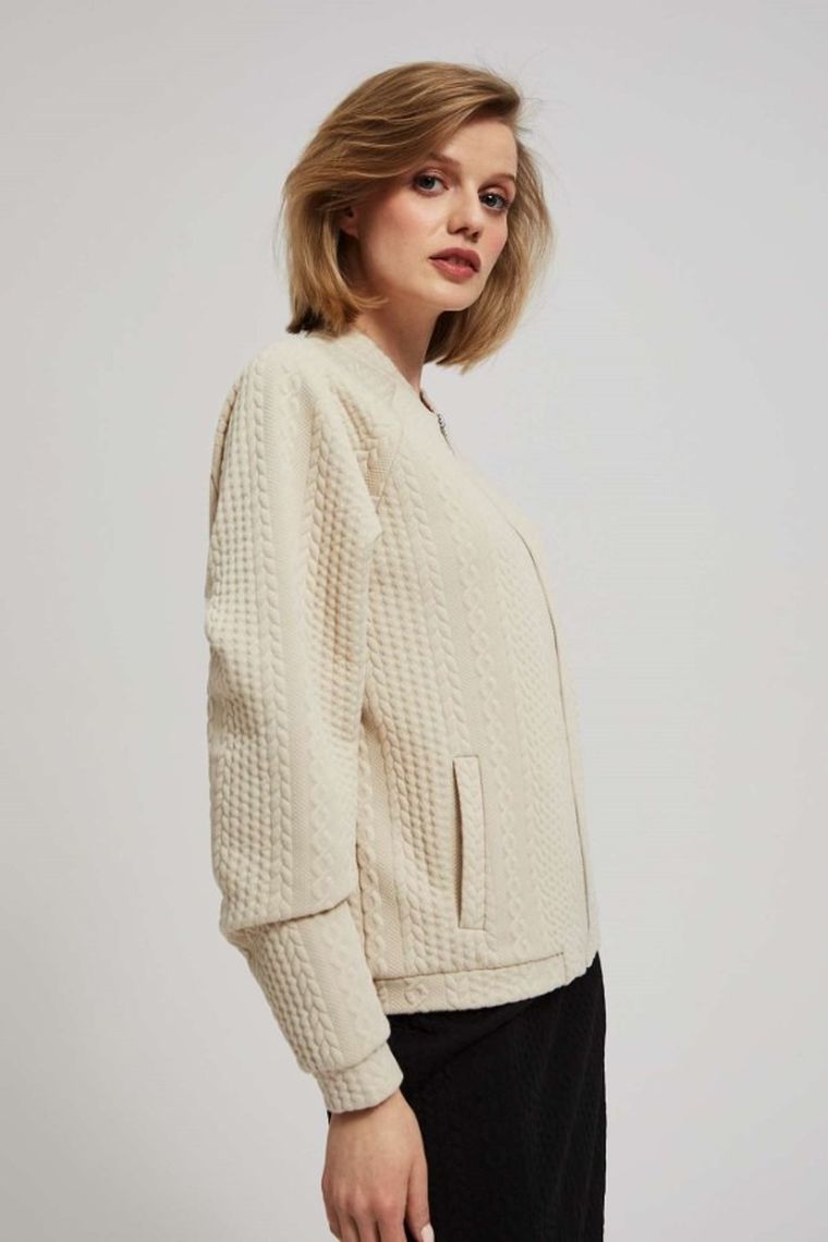 Bluza damska, rozpinana, beżowa, Moodo