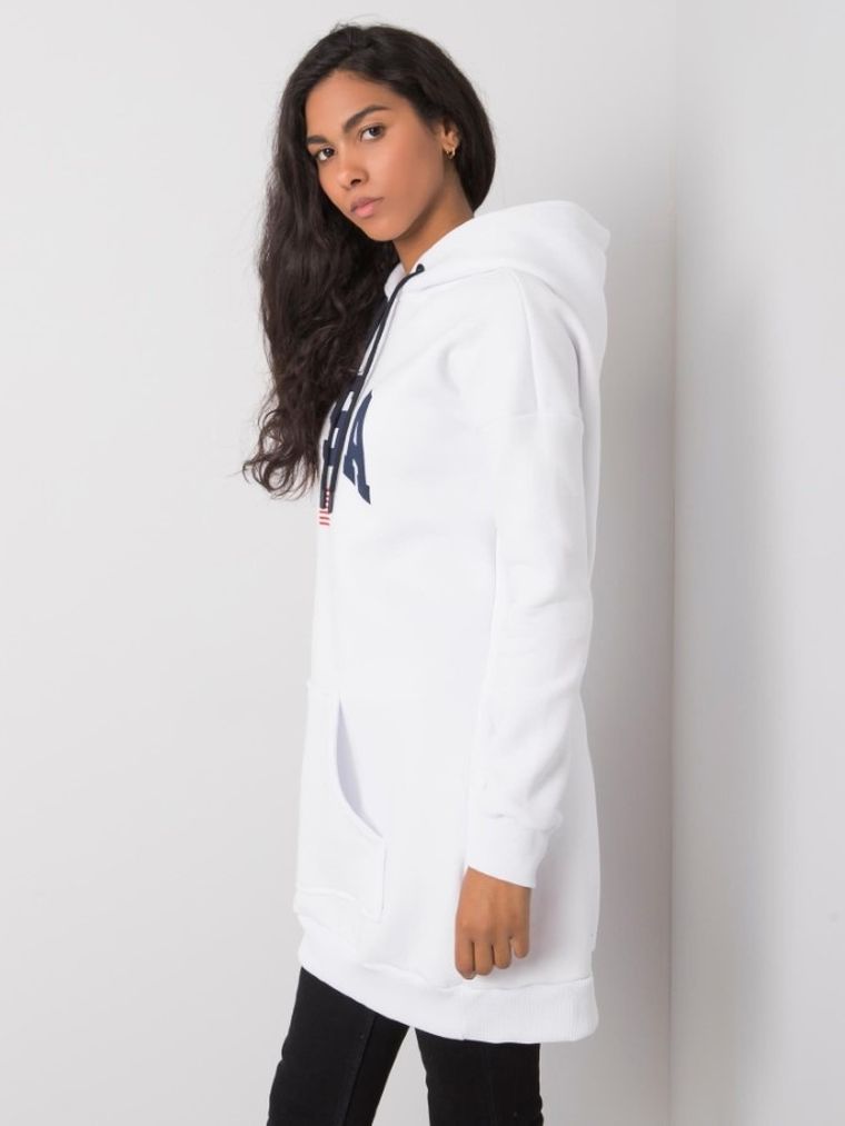 Bluza damska z kapturem, biała, Rue Paris
