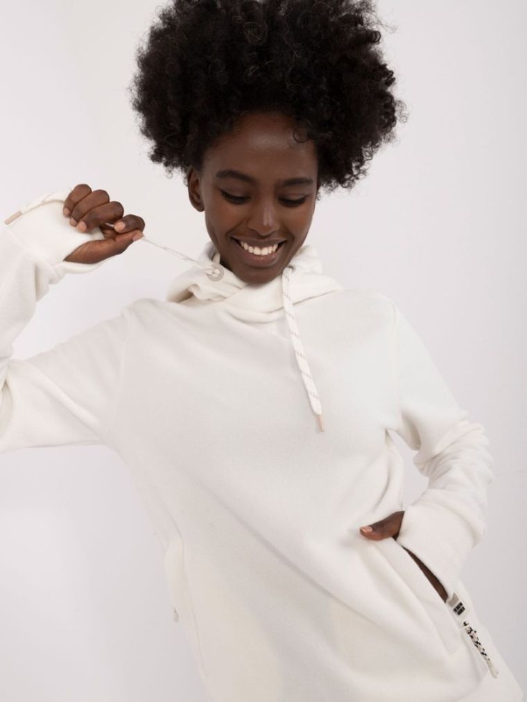 Bluza damska z kapturem, biała, Sublevel