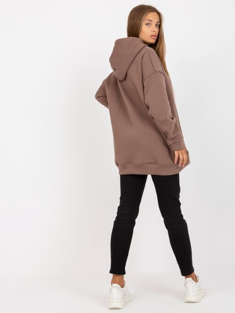 Bluza damska z kapturem, brązowa, Basic Feel Good