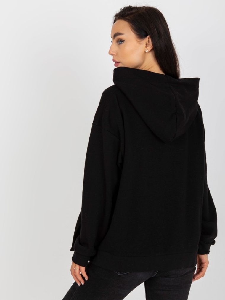 Bluza damska z kapturem, czarna, Ex Moda