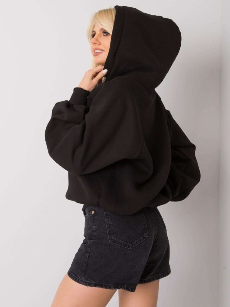 Bluza damska z kapturem, czarna, Ex Moda