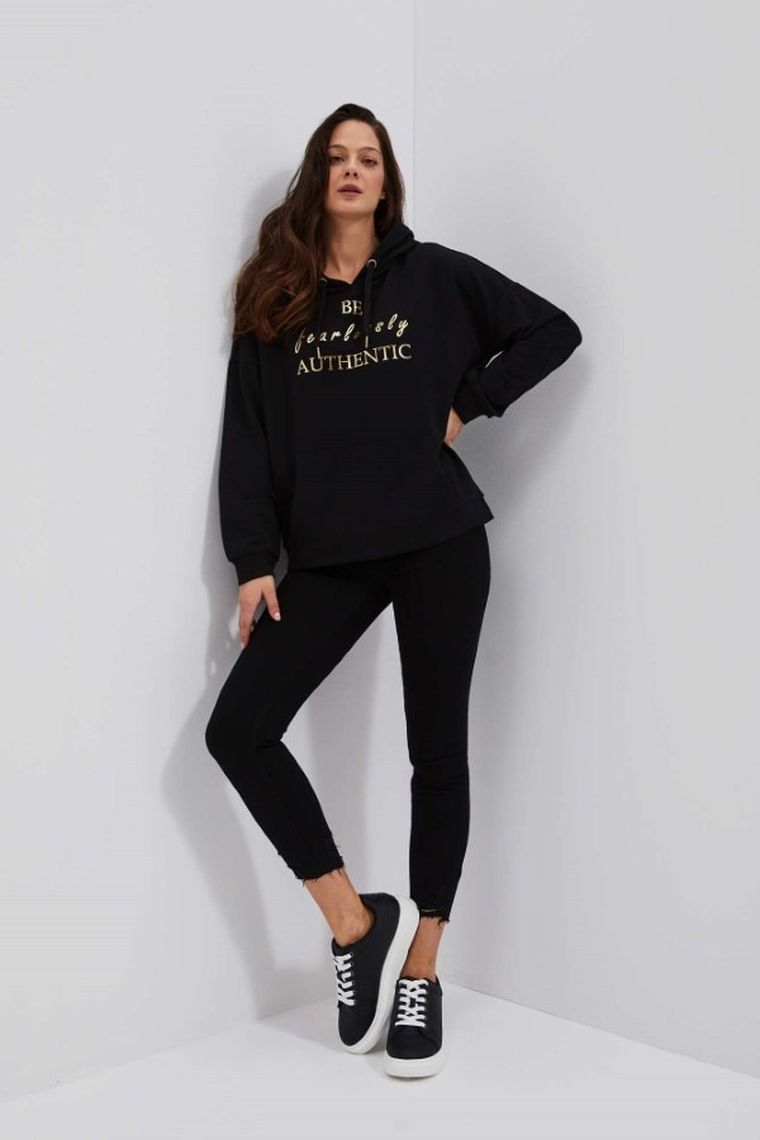 Bluza damska z kapturem, czarna, Moodo