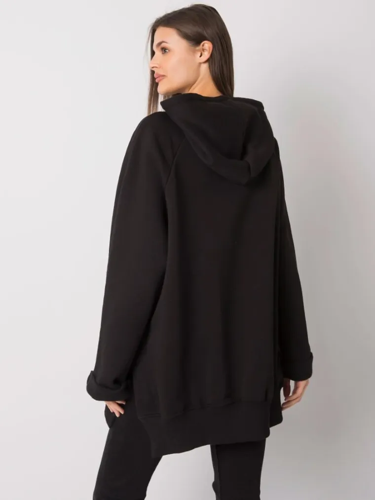Bluza damska z kapturem, czarna, Rue Paris