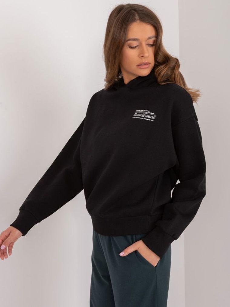 Bluza damska z kapturem, czarna, Sublevel