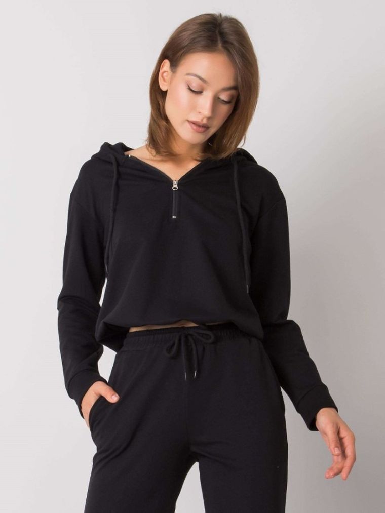 Bluza damska z kapturem, czarna, Sublevel